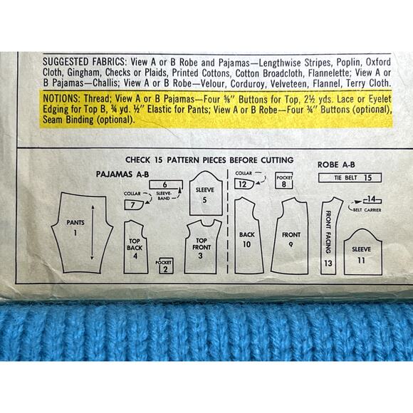 McCalls 9278 Sewing pattern kids pajamas robe size 6 - Picture 5 of 7